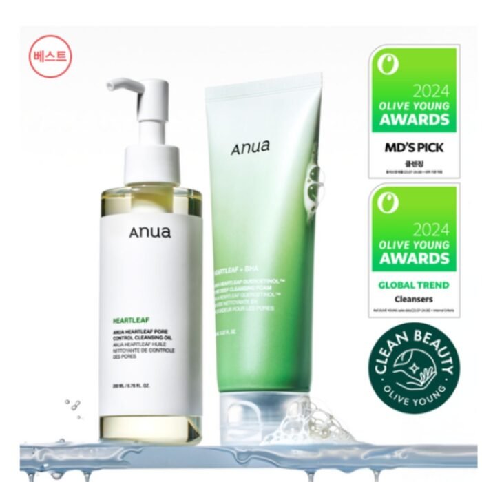 Anua Heartleaf Cleasing Oil 200ml and Cleansing Form 150ml - Image 1