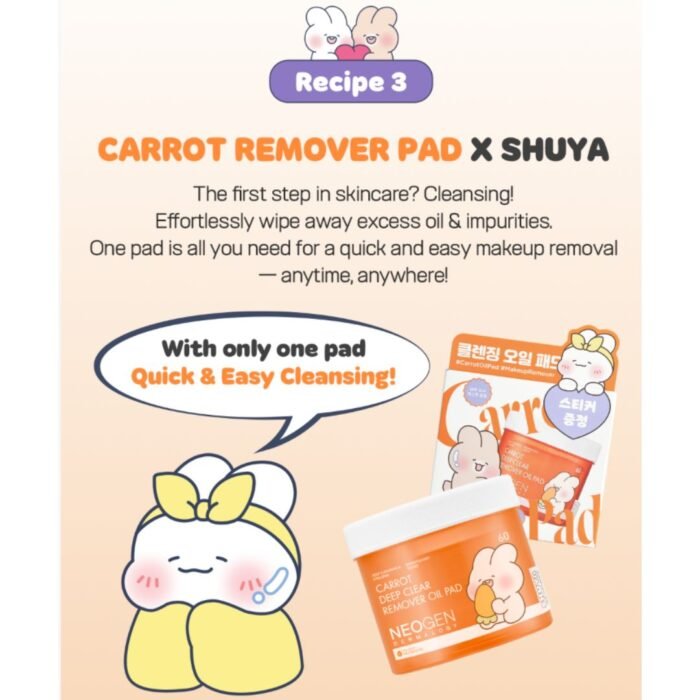 Neogen Dermalogy Carrot Deep Clear Remover Oil Pad 60 Sheets - Image 2