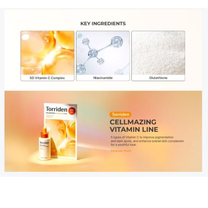Torriden Cellmazing Vita C Brightening Mask Sheet 5ea Set - Image 6