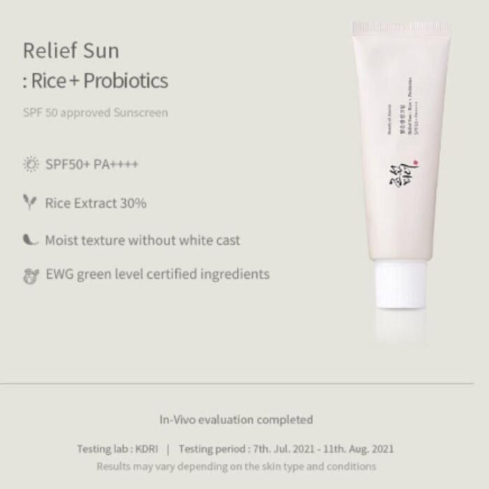 Beauty of Joseon Relief Sun: Rice + Probiotics (SPF50+ PA++++) 50ml - Image 4