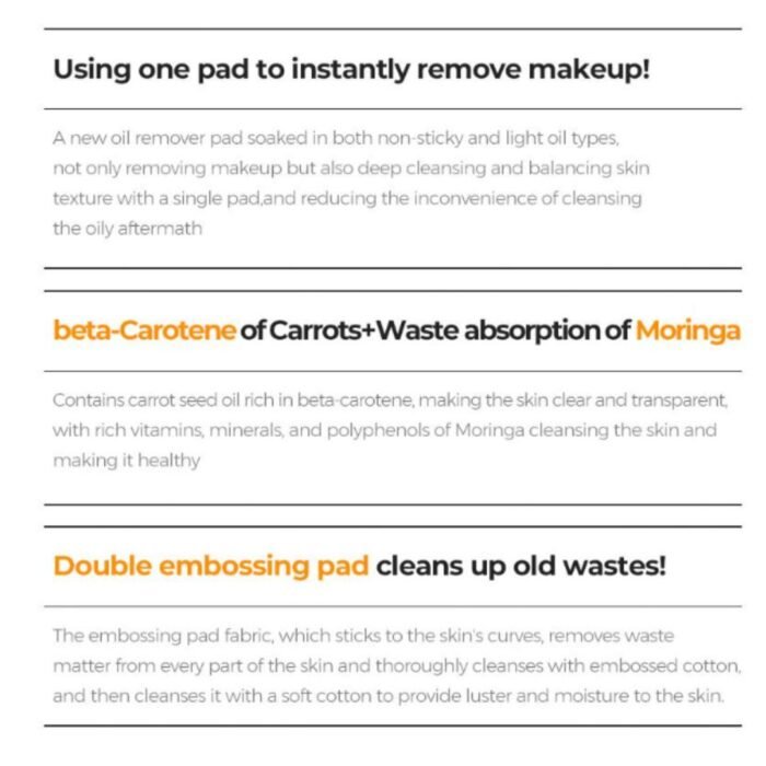 Neogen Dermalogy Carrot Deep Clear Remover Oil Pad 60 Sheets - Image 8