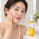 Korean woman using ma:nyo Pure Soybean Cleansing Oil